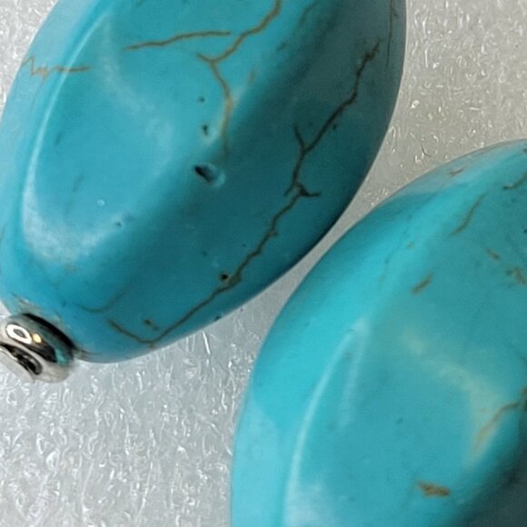 Turquoise Oval Faceted Drop Earrings - Picture 3 of 13